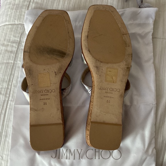 Jimmy Choo Silver Metallic Nappa Sandals - Picture 4 of 6